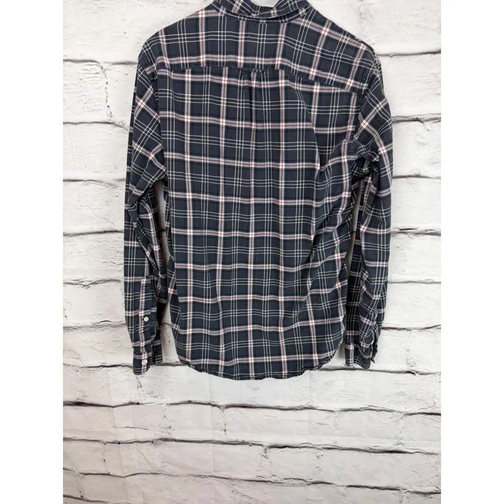 J.Crew Mens Oxford Slim Fit Plaid Button‎ Down Shirt Navy Blue Pink Medium